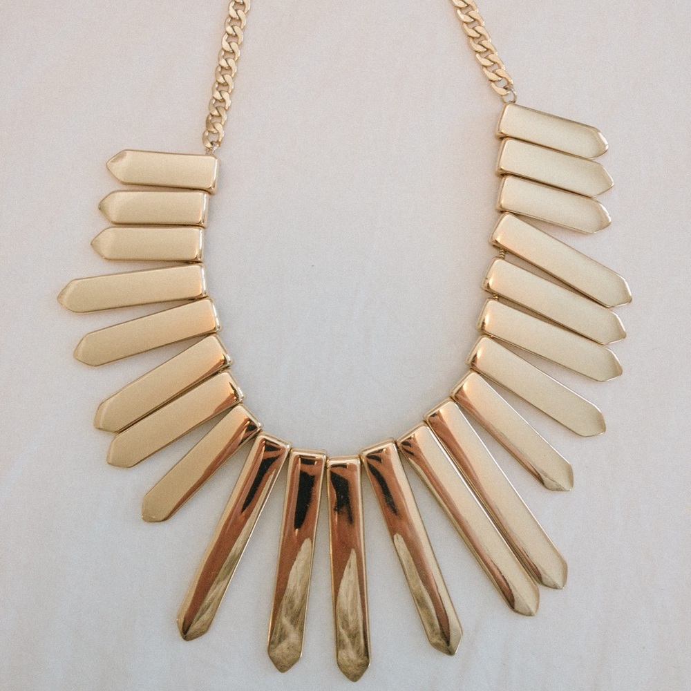 BaubleBar Gold Statement Spike Bib Necklace
